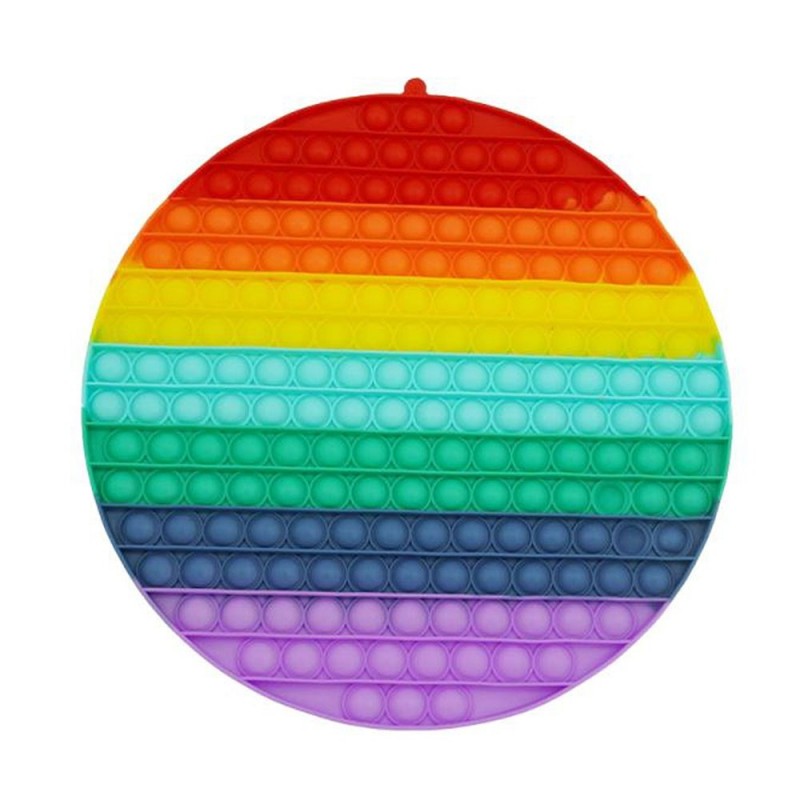 Jucarie senzoriala SIKS® cu bule de silicon Pop it Now, antistres, forma rotunda, urias, curcubeu