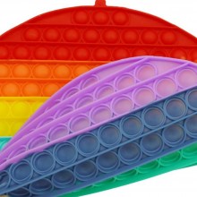 Jucarie senzoriala SIKS® cu bule de silicon Pop it Now, antistres, forma rotunda, urias, curcubeu