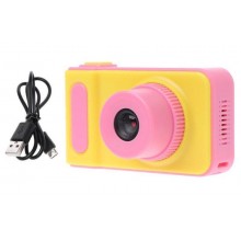 Camera foto pentru copii galben cu roz + card de memorie 8 GB