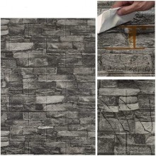 Tapet 3D Autoadeziv EDAR, design modern, rezistent la apa, usor de curatat, dimensiuni 77x70cm, model piatra in relief, gri