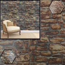 Tapet Autocolant EDAR, Design Caramida 3D, Rezistent La Apa, 70 cm x 77 cm, Desing Modern, Usor De Curatat, Maro