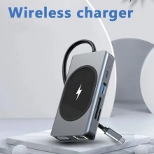 Adaptor Hub USB EDAR, Type-C Compatibil Cu Macbook, Windows 7 in 1, RJ45, USB HDMI 4K, VGA, HDTV PD, Micro SD, TF, Card Slot, U