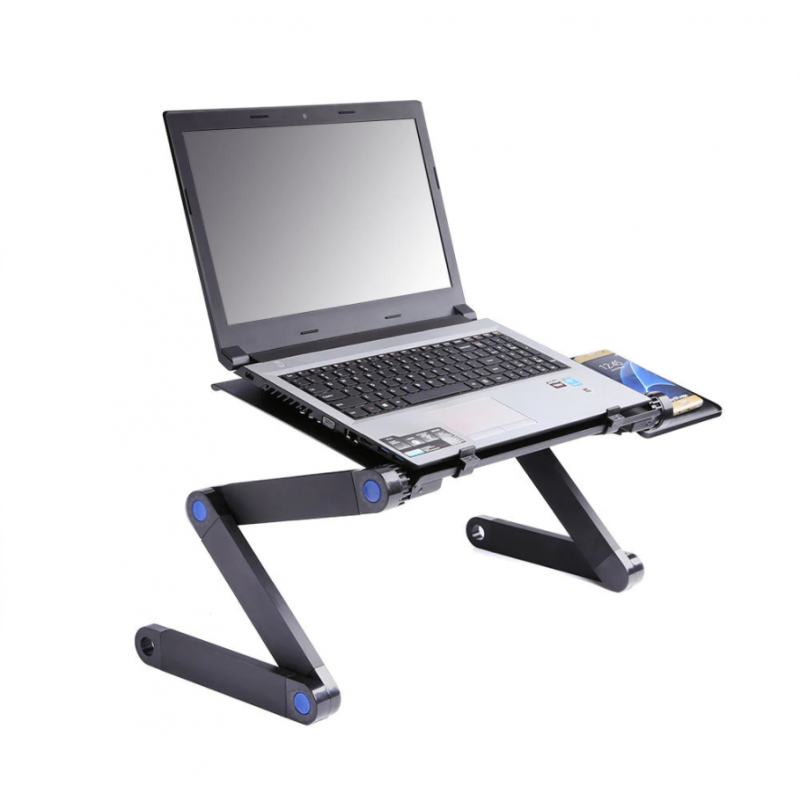 Masa pentru laptop, 8 pozitii, suport mouse, aluminiu