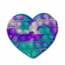 Jucarie senzoriala antistres din silicon, forma inima, turcoaz/mov